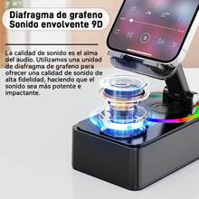 Cell Phone Stand With Wireless Bluetooth Speaker, LED, Non-Slip Base With HD Surround Sound, Perfect For Home/Outdoor Use With Compatible Desktop Bluetooth Speaker - Black - View 9