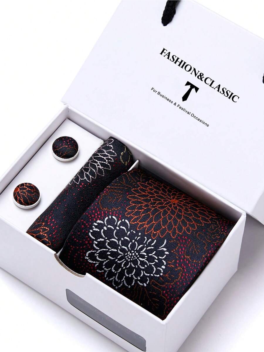 A Set Of Romantic And Elegant White Drawer-Style Men's Tie Gift Box, Suitable For Anniversaries, Weddings, And Holiday Gifts - Color Mixing - View 1