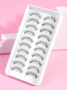 MAGEFY 二合一CC卷翘磁性假睫毛套装，包含3对带磁性夹子的假睫毛和10片半眼假睫毛，款式多样，无需胶水，可重复使用，自然逼真的仿貂毛假睫毛，适合日常佩戴，防水，卡通风格，外眼角加长设计，放大双眼，纤长纤细，是旅行、海滩度假、露营的理想之选，也是送给女性的绝佳礼物，粉色套装 - 自然纖長款 - 查看 8