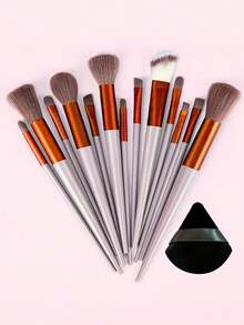 13pcs Colorful Makeup Brush Set (With Portable Storage Case) - Super Soft Nylon Hair Brushes For Foundation, Blush And Eyeshadow Application, Suitable For Face And Eye Makeup, Complete Makeup Kit For Women And Kids, Excellent Gift Choice - Multicolor - View 15