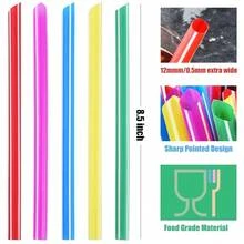 Extra Wide Rainbow Plastic Boba Tea Smoothie Straws, 1/2\ Wide X 8 1/2\ Long Large Fat Bubble Straws, Pack Of 100 - Rainbow - 查看 3