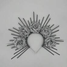 手工制作的处女女神光环头箍，独特夸张的新款皇冠头饰，适合万圣节女巫装扮，优雅时尚的配饰（隐形胶水不影响外观） - 彩色 - 查看 16