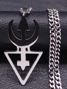 极简主义不锈钢镂空龙形吊坠项链（男女通用/配饰/低过敏性） - 銀色 - 查看 6