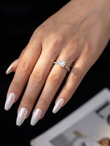 1 chiếc nhẫn bùa may mắn đính đá Moissanite 1 carat, 6 chấu, bạc S925, thích hợp làm quà tặng đính hôn, quà kỷ niệm cho vợ/bạn gái, và trang sức cưới. - Bạc - Xem 4