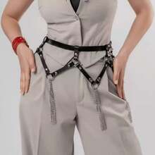1 chiếc thắt lưng xích kim loại phong cách Punk, phụ kiện biểu diễn sân khấu, hộp đêm phong cách Gothic tối màu dành cho nữ, giúp thon gọn vóc dáng hàng ngày. - màu đen - Xem 2
