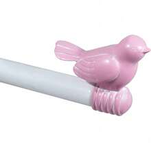 Stylish 3/4-Inch Bird-Themed Adjustable Window Curtain Rod Set, Durable Construction, Soft Pink With White Finish, Extends From 84 To 120 For Versatile Use - Multicolor - View 3