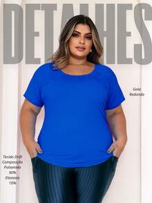 Plus Size Blouse In Lightweight, Comfortable Dry Fit Fabric For Workouts, Fitness, And Casual Sportswear - 比克藍 - 查看 2