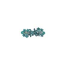 Gorgeous Teal Rhinestone Crystal Flower Hair Barrette Clip - MalibuBlue - Xem 1