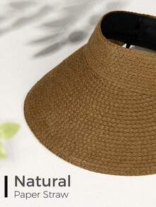1pc Brown Raffia Sun Hat - Multicolor - View 11