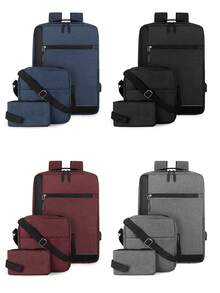 Mochila Set de 3 Pzs Bolsa Escolar Minimalista Mochila Colores para Ordenador Portátil, Mochila Universitaria, Trabajo, Oficina - Negro - Ver 5