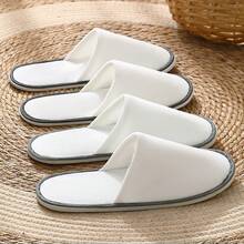 10 Pairs Casual Solid Color Foldable Slippers, Portable Travel Flats, Unisex White Slip-On House Shoes, Suitable For Weddings, Honeymoons, Fits US Size 8-10 - White 2 - View 2