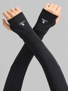 CAMEL CROWN 女士防晒袖套 夏季 UPF 50+ 冰袖骑行防晒手套 薄款护臂 - 曜石黑 - 查看 2