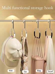 5pcs Hat Hanger Hooks, Non-Slip Hanger Rack, Creative Round Hooks, Stainless Steel Closet Hangers, Suitable For Hats, Suspenders, Ties, Scarves And Lingerie - Multicolor - View 2