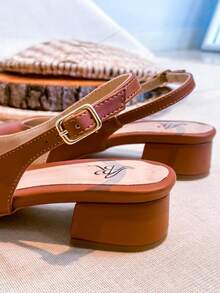 Slingback Open-Toe Pump With A Heel Below 3cm. - Caramel-smooth - View 6