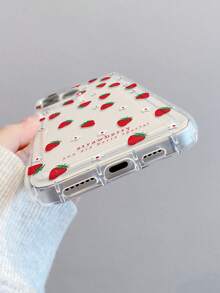 1个时尚创意全屏草莓花朵字母图案手机壳，适合作为节日礼物，兼容三星、苹果XS/XS Max/XR/11/12/13/14/14 Plus/15/15 Plus/16/16 Plus/7/8 Plus/17/17 Pro等型号 - 彩色 - 查看 5