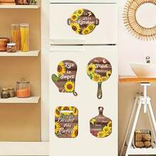 4 piezas de pegatinas planas de pared con girasoles y comida deliciosa, adecuadas para decorar la habitación, el hogar y la cocina - girasol - Ver 10