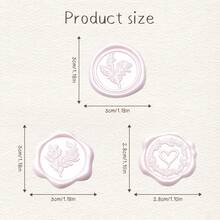 30张浅粉色蜡封贴纸，包含3种设计，自粘信封封口印章贴纸，适用于婚礼请柬、座位表、圣诞礼物包装，每包3种设计 - 3款/包款(淺粉) - 查看 4