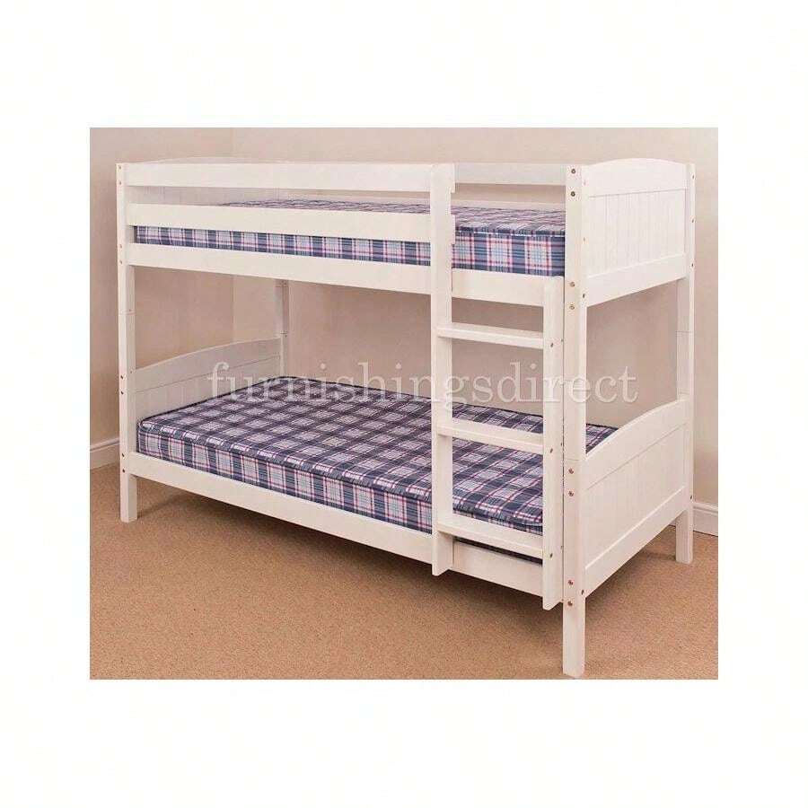3FT SINGLE WHITE CLASSIC BUNK BED SPLITS INTO 2 SINGLE BEDS MATTRESSES AVAILABLE - Multicolor - View 1
