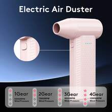 FOURQ Electric Compressed Air Duster, 130000RPM High-Speed Jet Fan Blower, Cordless Keyboard & PC Cleaner, Portable Mini Car Dryer & Snow Blower, Reusable Air Duster - Unique Gift For Men - 粉色 - 查看 7