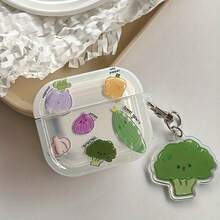 Cute Vegetable Cartoon Design Protective Case Compatible With Apple Bluetooth Earphones, Anti-Scratch And Anti-Drop Cover - Clear - View 4