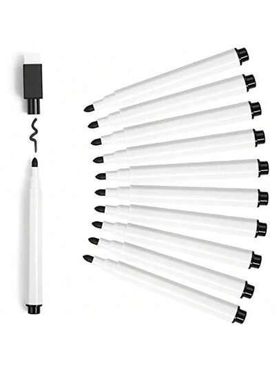 10/20pcs Black Dry Erase Whiteboard Markers With Rubber Caps, Mini Dry Erase Markers For Whiteboards, Fine Pointed Whiteboard Markers, Suitable For Teacher Offices And School Supplies, Art, Crafts, And Sewing Supplies