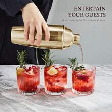 6pcs Cocktail Glasses Set, Cocktail Shaker Set With Stand, Bartender Tool Kit | Bar Set, Drink Mixing Set, Includes All Essential Accessories: Martini Shaker, Jigger, Strainer, Muddler, Spoon, Pourers, Cocktail Mixing Accessories, Silver Stainless Steel Bar Tools, Blender, Stainless Steel Shaker, Wine Guide, Father's Day Gift - Silver - View 12