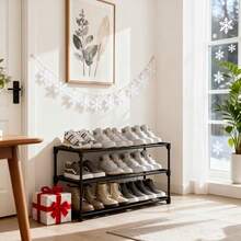 3-Tier Heavy Duty Thickened Shoe Rack, Space-Saving Storage Organizer For Men's Shoes, Strong Load-Bearing Entryway Shelf For Wardrobe & Bedroom, Ideal For Shoes & Decor, Perfect Holiday Gift - 黑色3層75cm - 查看 6
