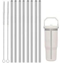 8 PCS Stainless Steel Flip Straw Compatible With  Ice Flow, Reusable Replacement Compatible With 30oz 64oz  IceFlow Flip Straw Tumbler With 2 Cleaning Brushes - 30oz - 查看 1