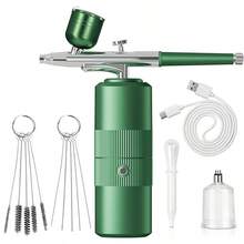 Wireless Portable Nail Art Spray Gun Kit With Compressor, 30PSI High Pressure Rechargeable Spray Gun With 0.3mm Nozzle, Suitable For Models, Haircuts, Cookies, Cakes And Other Painting - 彩色 - 查看 12