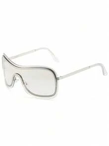 1副时尚镂空个性化优雅银色女士环绕式眼镜，圣诞节百搭 - 銀色 - 查看 3