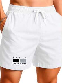 Bermuda Short Tactel Masculino Estampado Confortável Modelo : "PARIS DREAM MAKER " - Moda Verão Novidade / Promoção Especial - Branco - Visão 1