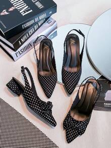 Slingback Open-Toe Pump With A Heel Below 3cm. - Polka Dot Bow - View 8