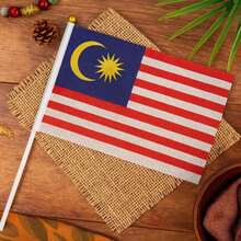 Bandera Malasia, MXMYA-000, 1Pza, Malasia, 14x21cm, Tela Poliéster, Asta Plástico. - Multicolor - Ver 2