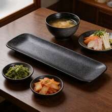 Premium Versatile Matte Black Carbon Fiber Texture Platter/Tray, Scratch-Resistant, Durable, Easy To Clean, Dishwasher , Suitable For Sushi, BBQ, Desserts, Food Presentation & Home/Restaurant Use - Black - View 4