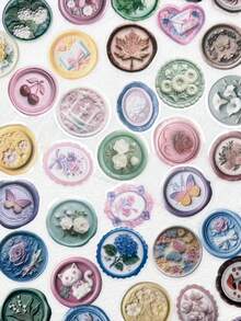 50 miếng dán niêm phong hình hoạt hình bằng nhựa PET trong suốt dùng cho máy tính xách tay, máy tính để bàn, xe đạp, nhật ký, điện thoại, phong bì, quà tặng. - Nhiều màu - Xem 2