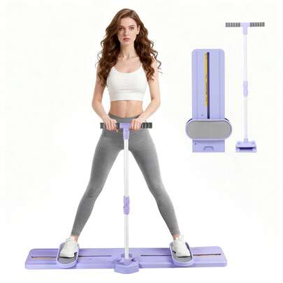 GCCSJ Ski Machine -Thigh Master Foldable Ski Simulator Fitness Equipment, Multi-Functional Home Aerobic Exercise Equipment, Women's Thigh Trainer, Effectively Works Legs/Thighs/Glutes (Purple)