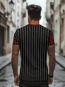 KOVSEE Camiseta masculina listrada de beisebol número 23 Los Angeles, manga curta, ideal para esportes ao ar livre, uso casual, corrida, basquete e futebol. Respirável e de secagem rápida. Perfeita para treinos e exercícios. Presente ideal para namorado. Preta, perfeita para o verão. - Preto - Ver 2