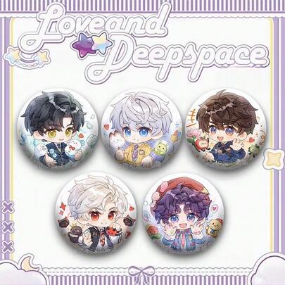 2026 New - Anime Otome Game Chibi Male Character Badge Set - Multiple Character Collectible Pins, Anime Style Creative Accessory Gift