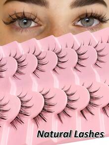 Rikuaild 7对自然纤细的假睫毛，透明梗，适合日常佩戴、聚会以及斋月期间使用。轻盈自然的假睫毛。 - 自然纖長款 - 查看 2