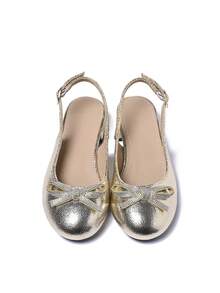 1 Pair New Girls' PU Crystal Rhinestone Shiny Bow Backstrap High Heel Sandals, Suitable For Princess, Dresses, Stage, Wedding, Festivals And Daily Wear, Spring/Summer - Gold - View 11