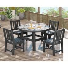 5 Piece Outdoor Dining Table And Chairs Set, Patio Table And Chairs Furniture Set With Umbrella Hole, Outdoor Dining Set For Garden And Backyard - 黑色 - 查看 3