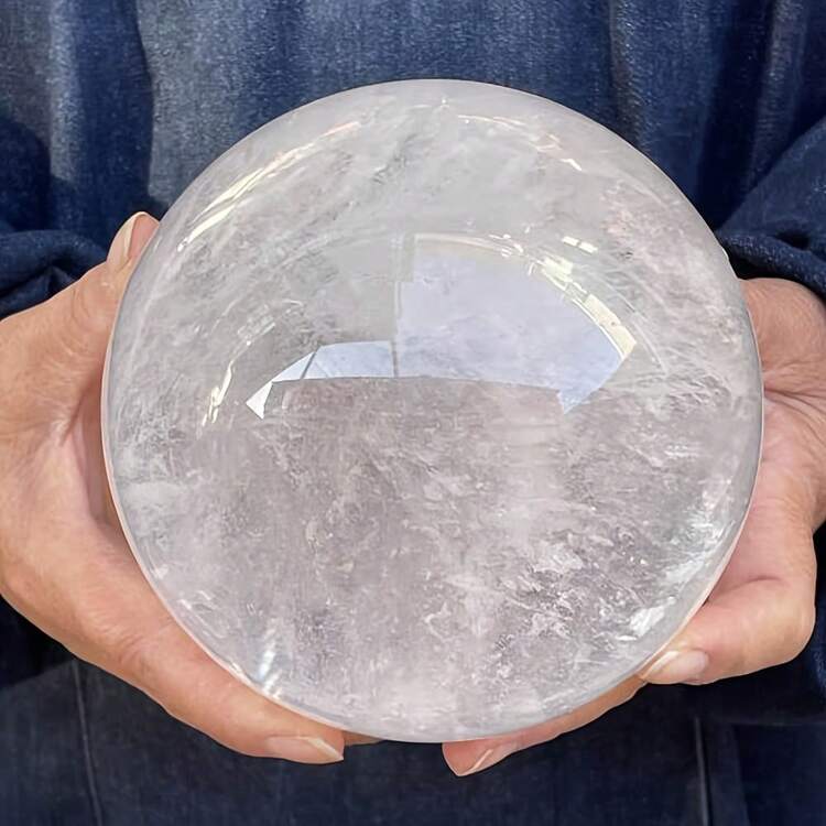 1PC Natural Quartz Crystal Ball Square Stone Ball, With Different Semi Transparent Interior Scenery, Desktop Ornament, Ornamental Item, Collectible. Best Gift For Family And Friends: Crystal Ball - Clear - View 2