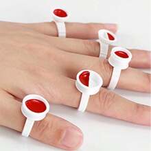 100pcs Tattoo Ink Cups, Disposable Plastic Ring Cups, Tattoo Ring Cups, Semi-Permanent Makeup Paint Cups, Eyelash Glue Stands, Embroidery Paint Rings, Professional Tattoo Makeup Accessories, Tattoo Artist Supplies - White - View 2