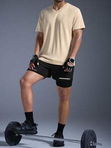 Quần short thể thao nam, quần short 2 trong 1 có lớp lót, quần short thường ngày mùa hè, đồ tập thể dục, quần short tập thể dục màu đen, quần short thể thao màu đen, quần short tập thể dục nam - màu đen - Xem 9