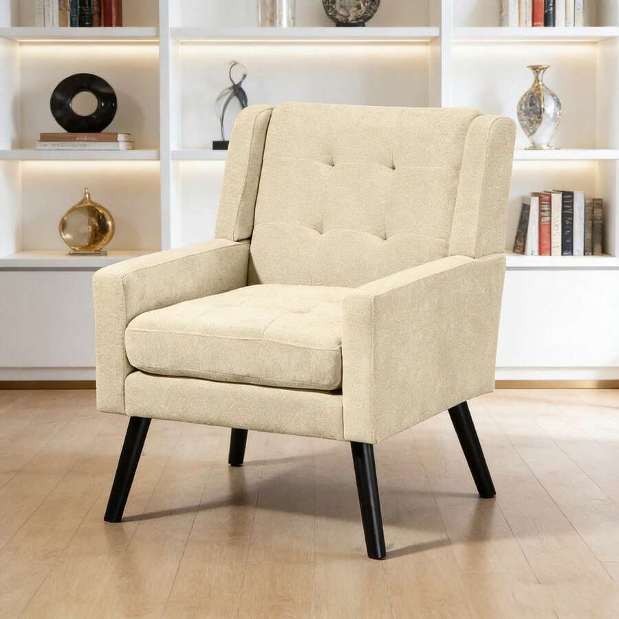 Living Room Chairs - Beige + Upholstered - View 1