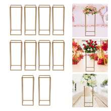 Supporto rettangolare per fiori per matrimoni, set da 10 pezzi composto da tubi triangolari in plastica, porta bouquet lungo 60 cm, tubo quadrato da 10 mm, supporto per fiori per decorazioni da tavola, vasi dorati per fiori per celebrazioni nuziali, supporto per feste - A - Visualizzare 1