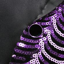 Herren Pailletten Fischschuppen Pailletten Anzugjacke, Bankett Bühnenauftritt Abendgarderobe, Party Nachtclub Stil - Violett - Übersicht 5