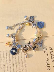 Music Festival Charm Bracelet, Music Festival Concert Friendship Bracelet, Music Note Guitar Star Bracelet, English Slogan Music Lover Bracelet, Rock Band Bracelet - Silver - View 5