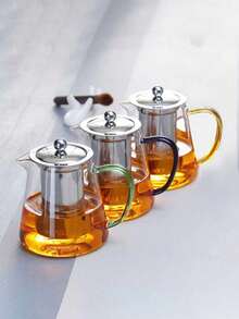 Set teiera in vetro resistente al calore, teiera in borosilicato trasparente con rivestimento interno in acciaio inossidabile, manico colorato resistente al calore. È una teiera molto bella e pratica per uso domestico e alberghiero, la scelta migliore come regalo durante le festività, attualmente molto popolare. - Multicolore - Visualizzare 9