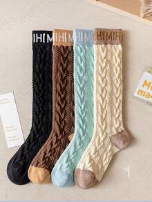 1双，夏季，薄款白色时尚小腿袜，简约韩版四季JK袜，春夏初秋薄款彩虹条纹韩版长袜，学生款，动漫休闲学院风，百搭街头运动袜，女士款，条纹猫爪可爱长袜，绒袜，棒球袜，高帮跑步健身运动袜，修身弹力袜，过膝长袜 - 米色 - 查看 12